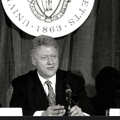 President Bill Clinton on the UMass Boston campus in 1997