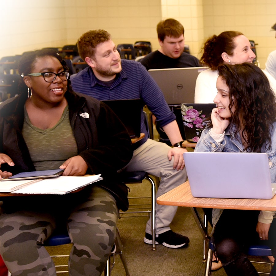 Students in a classroom discussion.