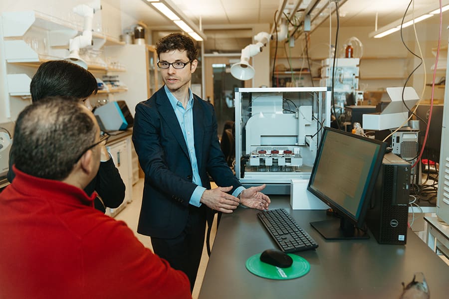 UMass Boston researchers utilize high tech equipment.