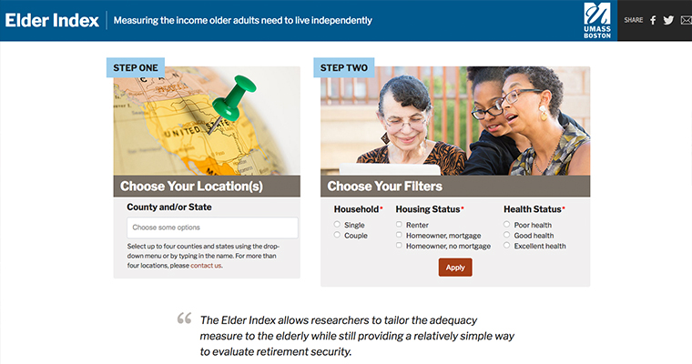 Photo shows the Elder Index website 