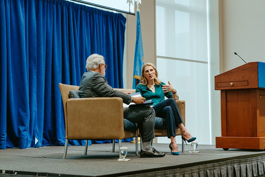 Vanessa Kerry speaks with the Chancellor