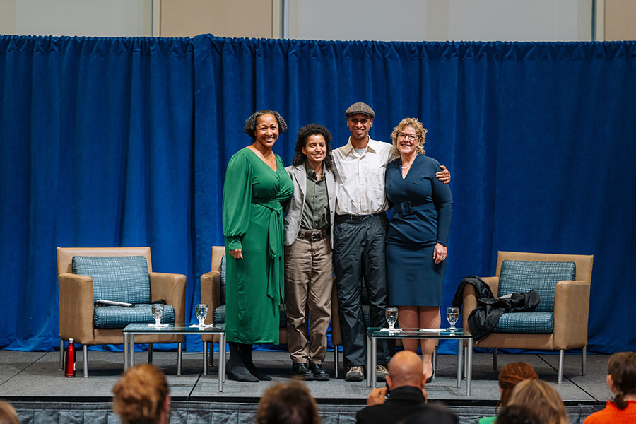 Panel members pose for a photo at Chancellor's Lecture Series